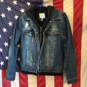 Forever 21 Denim jacket w/ attached hoodie